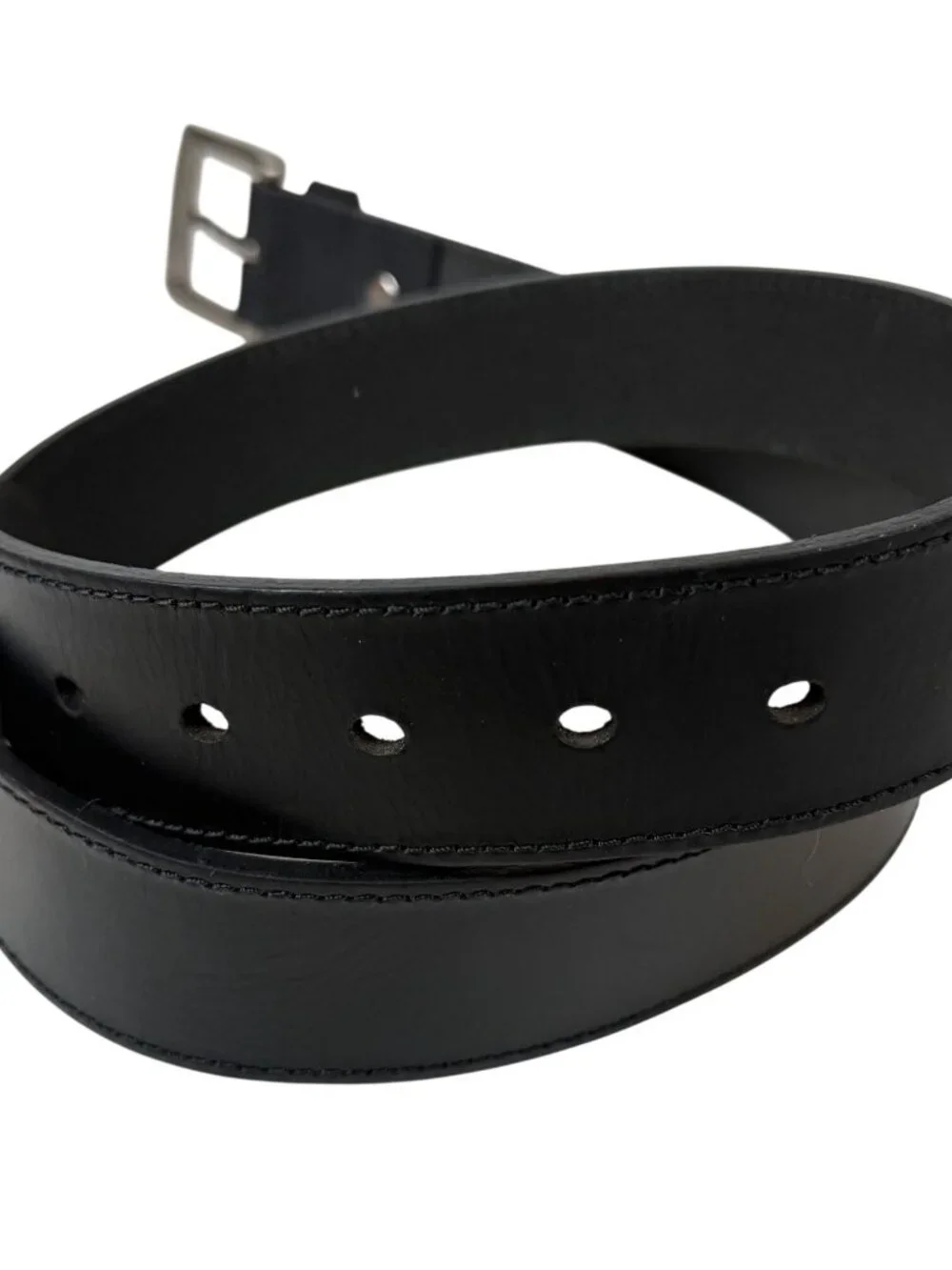 Columbia Mens Black Leather Belt Silver Buckle Size M 34-36 TABE